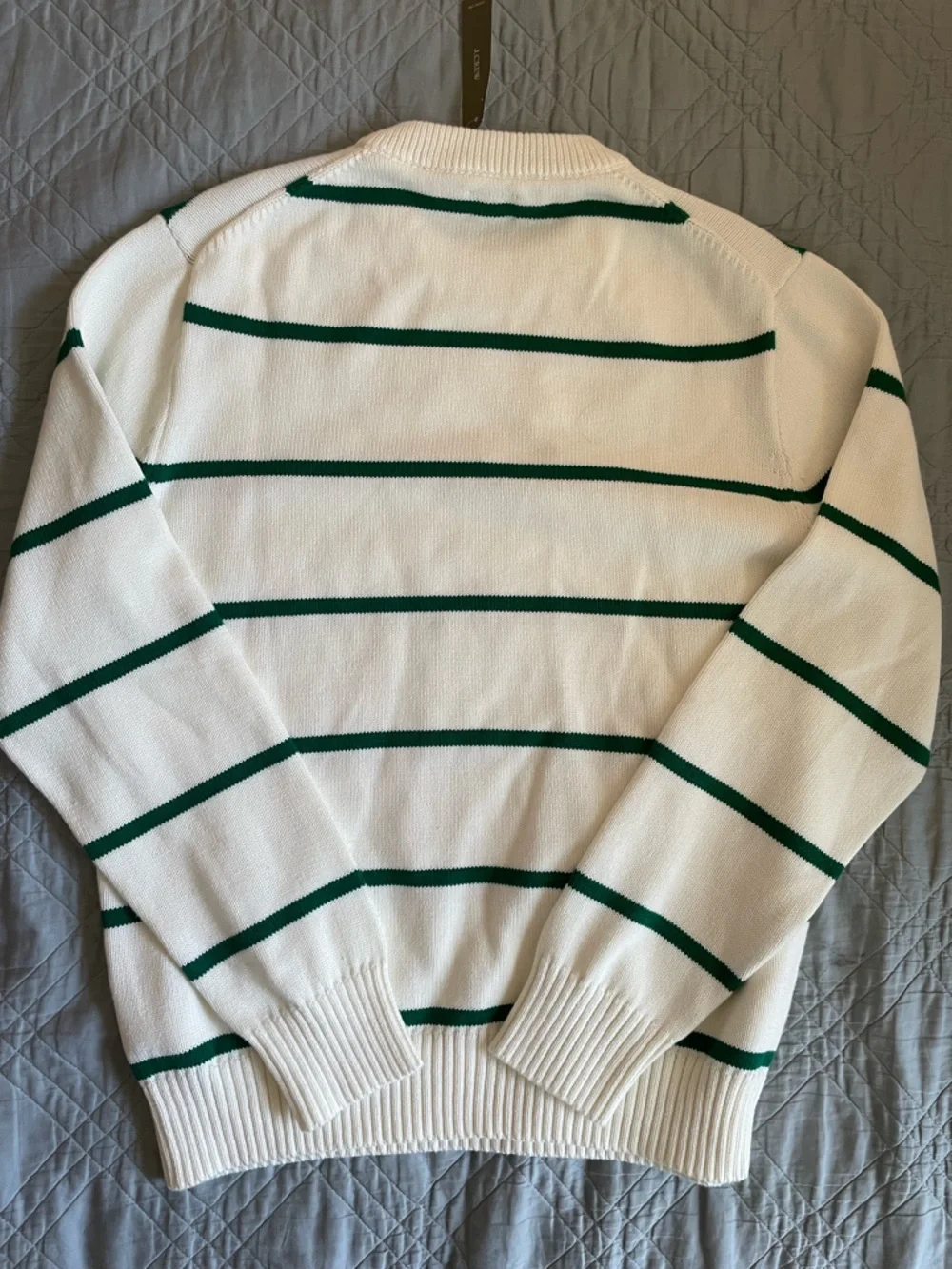 J. CREW‎ Heritage cotton sweater in green stripe Size M NWT $118 CQ892